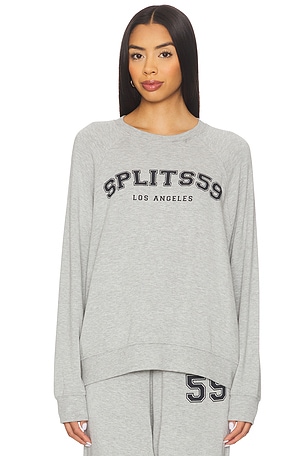 Splits59 Andie Oversized Fleece Varsity Graphic Sweatshirt in Grey. Size XS. Also