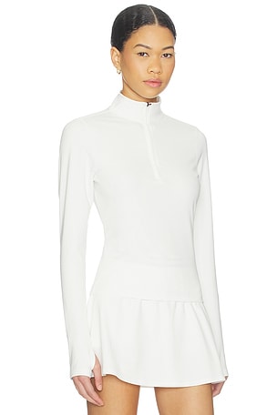 Splits59 Stevie Active Rib Half Zip Waist Length Top in White. Size XS. Also