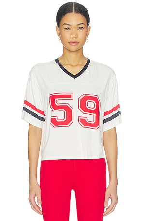 Rex Varsity Jersey V-neck Top Splits59