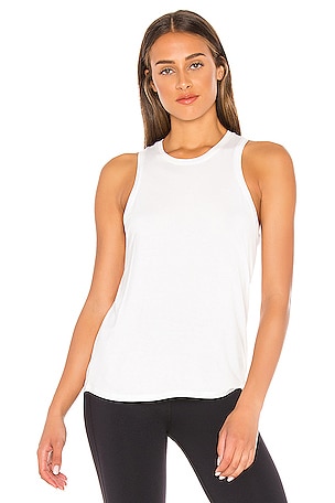 SPANX Women's Perforated Racerback Tank Top White Tank Top, Small