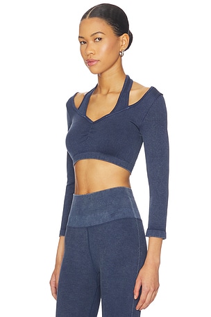 Spiritual Gangster Sun Bleached Grace Long Sleeve Top in Blue