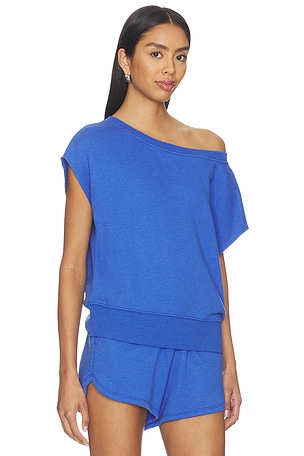 Spiritual Gangster TOP UNE ÉPAULE DÉNUDÉE LA VIDA S/S en Bleu