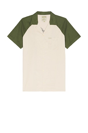 Sendero Provisions Co. Saloon Raglan Shirt in Cream,Green. Size S. Also