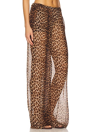SPRWMN Wide Leg Pintuck Trousers in Brown