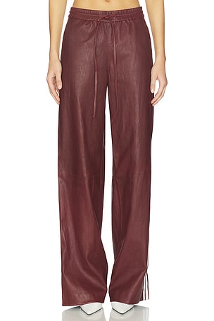 Sprwmn pantalones deportivos holgados de rayas en color Borgoña