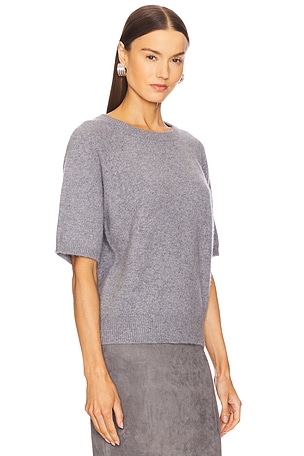 SPRWMN Short Sleeve Raglan Knit Top in Grey