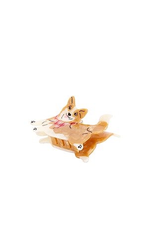 Hand-Painted Corgi Claw Hair Clip Solar Eclipse