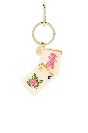 Hand-Painted Flower Mahjong Bag Charm & Keychain Solar Eclipse