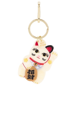 Hand-Painted Maneki-Neko Cat Bag Charm & Keychain Solar Eclipse