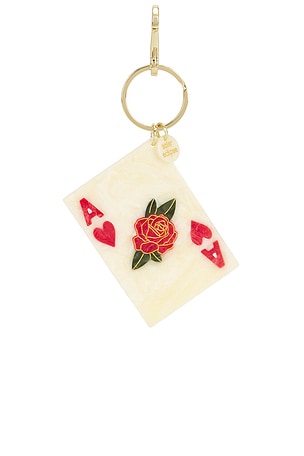 Solar Eclipse Hand-Painted Ace Of Hearts Bag Charm + Keychain in Cream
