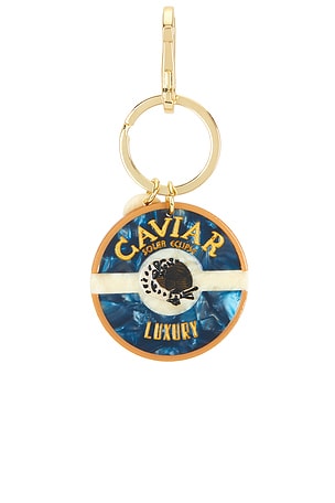 Solar Eclipse Hand-Painted Caviar Bag Charm + Keychain in Blue