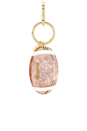 Solar Eclipse Hand-Painted Vintage Football Bag Charm in Brown