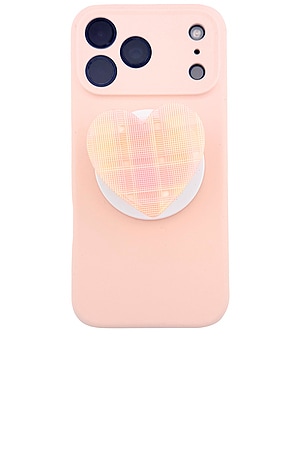 Solar Eclipse Hand-Painted Plaid Heart Grip Charm in Pink