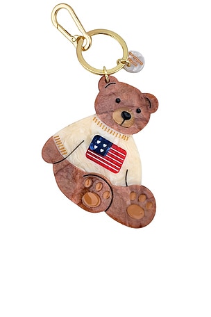 Hand-painted Americana Teddy Bear Bag Charm + Keychain Solar Eclipse