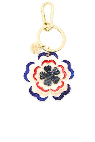 Hand-Painted Americana Flower Bag Charm & Keychain Solar Eclipse