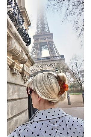 Solar Eclipse Hand-painted Bow Croissant Claw Hair Clip in Brown