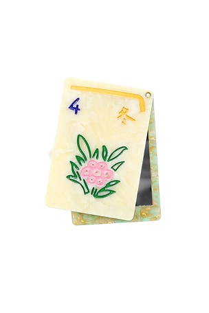 Hand-Painted Flower Mahjong Compact Mirror Solar Eclipse