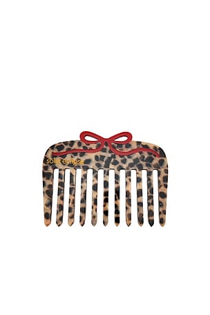 Hand-painted Leopard Bow Pocket Hair Comb Solar Eclipse