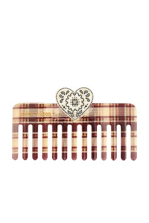 Hand-Painted Paisley Heart Detangling Wide Tooth Hair Comb Solar Eclipse