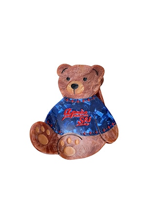 Hand-painted Apres Ski Teddy Bear Claw Hair Clip Solar Eclipse
