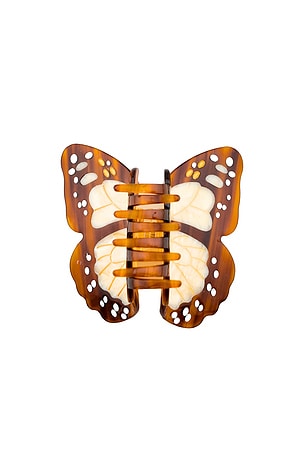 Solar Eclipse Hand-painted Boho Monarch Claw Hair Clip in Brown