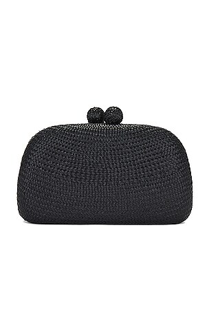 Serpui Mia Camelia Buntal Clutches in Black
