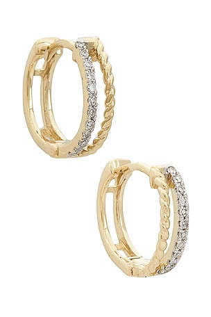 Velvet Rope Pave Second Hole Huggies EarringsSTONE AND STRAND$350