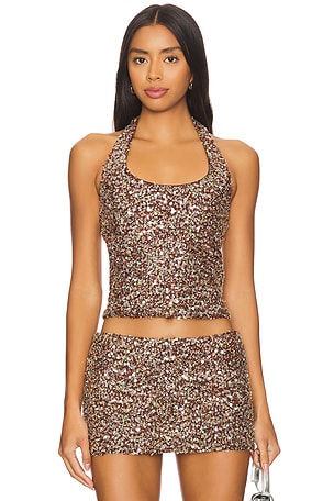 Juli Fitted Sequined Halterneck Top SIEDRES