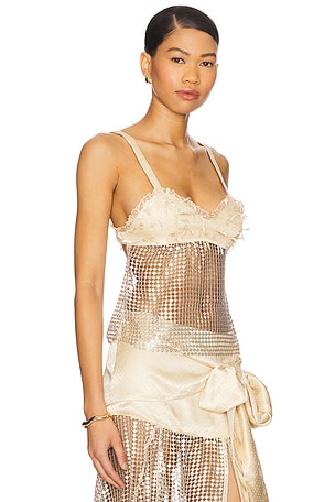 SIEDRES Locean Top in Cream,Metallic Silver