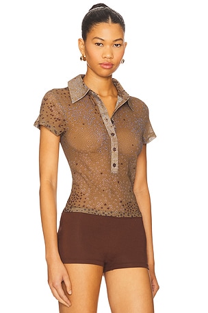 SIEDRES Asne Polo Top in Brown