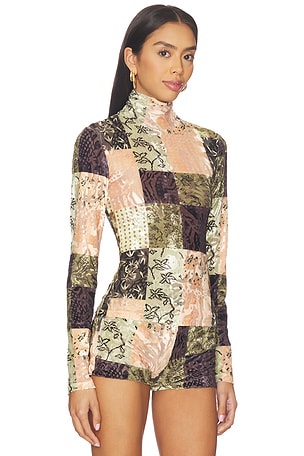 SIEDRES Cody Top in Brown, Green