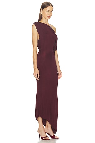 SRG Mehek Asymmetric Knit Dress in Burgundy