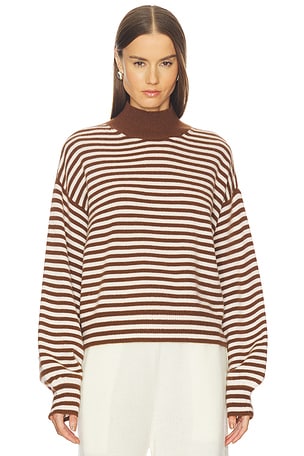 SRG Waldo Striped Cashmere Sweater & Scarf in Brown & Cream. Size XS. Also