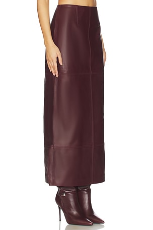 SRG Mango Leather Skirt in Burgundy