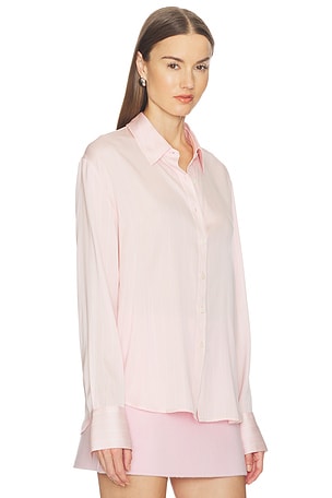 SRG Odette Silk Button Down Shirt in Blush,White. Size L. Also