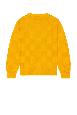 Service Works Check Knit Crewneck Sweater in Mustard