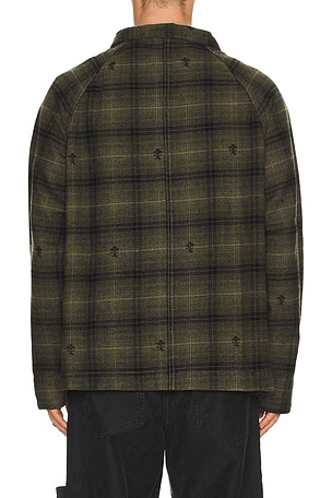 Service Works Thistle Plaid Jacket in Olive. Size XL/1X. Also