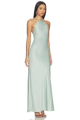 Rue Sophie Faye Satin Dress in Sage
