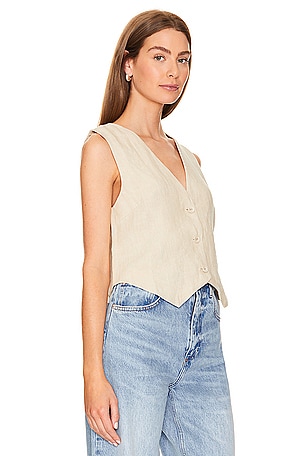 Rue Sophie Tashi Linen Vest in Taupe