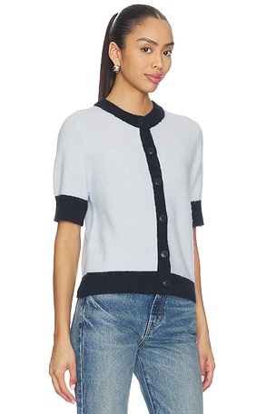 SAMSOE SAMSOE Sanoura Short Sleeve Cardigan in Navy,Baby Blue