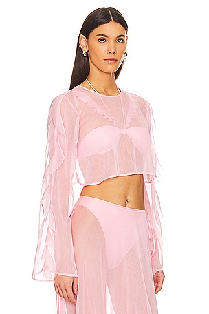 Shani Shemer Thoma Cropped Shirt in Pink