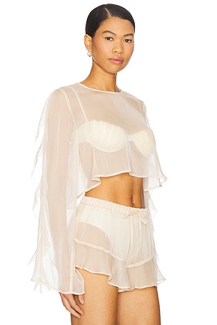 Shani Shemer Thoma Cropped Shirt in Beige. Size M. Also