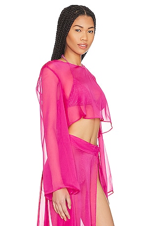 Shani Shemer Grace Cropped Shirt in Pink