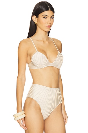 Shani Shemer Clio Bikini Top in Beige. Size S. Also