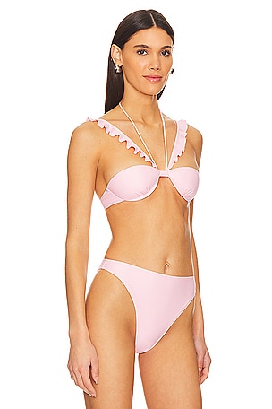 Shani Shemer Leopold Bikini Top in Pink