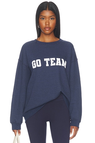 Navy Go Team Oversized Crew Sweater Sunny Somewhere
