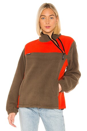 Stussy Drift Diagonal Zip Pullover in Tomato | REVOLVE