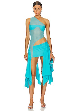 Sketch-Y X Revolve Tricot Mesh Dress in Sky Blue | REVOLVE