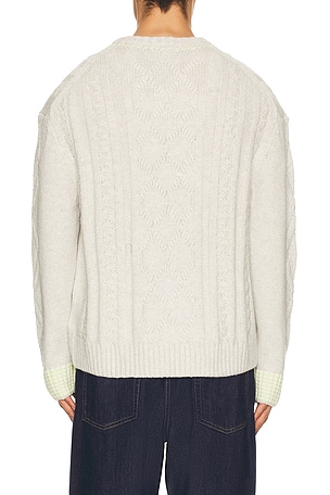 Scotch & Soda V-Neck Chunky Cable Loose Fit Pullover in Grey. Size XL/1X. Also