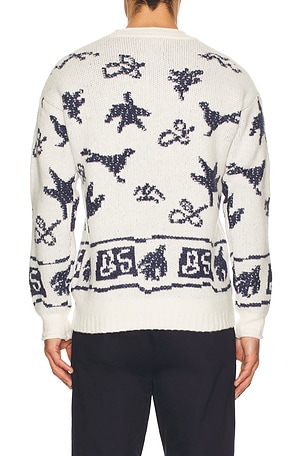 Scotch & Soda Jacquard Dropped Shoulder Sweater in Cream. Size S. Also